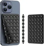 Double Sided Silicone Suction Phone Holder Mount, Silicon Accessory for iPhone and Android, Hands-Free Mirror Shower Phone Holder, TikTok Videos and Selfies (Black, 1PCS)