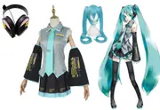 Vocaloid Hatsune Miku Costume & Wig Headset Uniform Dress Anime Cosplay