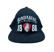 99608 BUNDABERG BUNDY RUM EST. 1888 THE FAMOUS BEAR BLACK FLAT PEAK CAP HAT