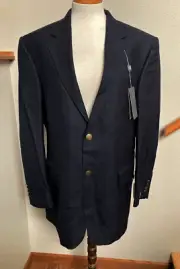 OSCAR DE LA RENTA-NAVY BLUE WOOL- 2 FRONT BUTTON SMART BLAZER SIZE 42R-NWT