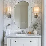 ANDY STAR Chrome Bathroom Mirror 24x36, Chrome Oval Mirror, Chrome Wall Mirror, Oval Vanity Mirror Metal Frame Deep 1’’ Hang Vertical or Horizontal