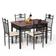 Giantex 5PCS Dining Table Set Kitchen Furniture Set w/4 Upholstered Chairs Bistro Table Set