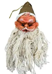Vintage Resin Santa Elf String Beard Spectacle Glasses Christmas Ornament