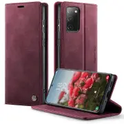 Case Cover For Samsung Galaxy S20 FE Case CASEME 033 Series RFID Blocking Wallet Stand Calf Texture Leather Phone Cover Red