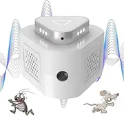Ultrasonic Rat and Mouse Repellent 360°, Rodent Repeller with Strobe Light and PIR, Effective Mouse Repellent Device for Squirrels, Spiders, Cockroaches and Ants, Silent Indoor Protection