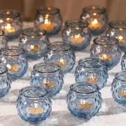 48Pcs Blue Votive Candle Holders - round Candle Holders Bulk, Glass Candle Holde