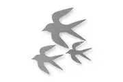 VTWonen Stonewash Matte Silver Swallow Wall Ornaments Set of 3