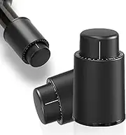 2 Pack Vacuum Wine Bottle Stoppers with Time Scale Record - Preserves Freshness and Flavor 7 Days, Reusable Black Wine Stoppers for Wine Bottles