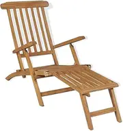 Solid Teak Outdoor Reclining Folding Deck Chair Lounge for Gravity Patio Lawn, Relaxing Foldable Lounger with Footrest