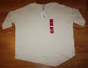 NWT Womens Philosophy Wheatfield Heather Beige Asymmetrical Hem Top Sweater Sz L