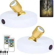 HAMVIDNE LED Spotlight, Rechargeable Battery Picture Lights, Uplighting Indoor with Remote, Stick Spot Lights for Wall Display Dartboard Painting Artwork Accent-2pcs
