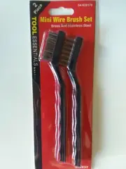New Tool Essentials 2 Piece Mini Wire Brush Detailer Set Brass- Stainless Steel