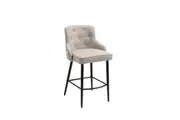 HomeStar Will Fabric Kitchen Counter Bar Stool W/ Brass Gold Studs & Handles - Beige