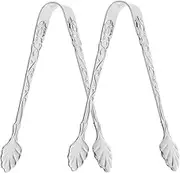 IMIKEYA 2Pcs Stainless Steel Serving Tongs Ergonomic Food Clamp for Ice Cubes Sugar Cubes and More Reusable Kitchen Gadget for Parties and Buffets Design