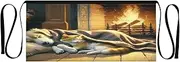 [Joitme] Cozy Dog Fireplace Brown Aprons for Men with Pockets, Womens Aprons, Mens Aprons with Pockets, Cozy Dog Fireplace Brown