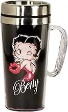 Spoontiques - Insulated Travel Mug - Betty Boop Kiss Coffee Cup - Coffee Lovers Gift - Funny Coffee Mug - 14 oz - Black, 1 Count (Pack of 1)