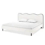 Kaylie Boucle Bed Frame - White and Black