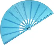 dmjuncong 13inch Large Folding Hand Rave Fan,Clack Handheld Popping Fan Clacking Fans for Line Dancing,Music Festivals,Carnival,Wedding,Home Decoration and Cooling in Various Occasions. (Sky blue)