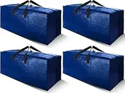 [Cosy Family] 4 Pack Heavy Duty Extra Large Moving Bags with Backpack Straps - Strong Handles & Zippers, Storage Totes For Space Saving, Fold Flat, Alternative to Moving Box (X-Large-Set of 4, Blue)