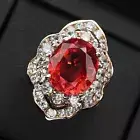 Elegant Orange Padparadscha Sapphire 6.20Ct 925 Sterling Silver Rings Size 5.75