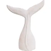 LVD MDF Whale Tail Rustic Sculpture Home/Room Tabletop Decor XL 30x40cm White