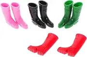 Tofficu Mini Doll Rain Boots Scale Dolls House Miniatures Straight Tube Rain Shoes for Garden Fairy Garden