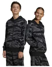 [Adidas] Seasonal Essentials Camo Full-Zip Hoodie in Black