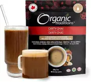 Organic Traditions Dirty Chai Mushroom Coffee Canada 5 Blend Healthy 200g NEW