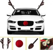 4 Picese Christmas Car Deer Reindeer Antlers Vehicle With Red Nose Antlers Tail Jingle Bells Car Costume Kit For Xmas Decoration Festival Gift Present