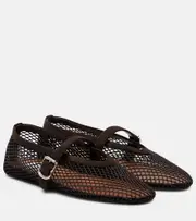 [Alaia] Alaïa Suede-trimmed mesh ballet flats AU 6.5 brown