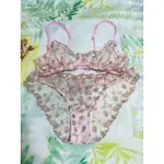COCO DE MER海椰子-性感甜美粉色裸透金蔥花朵刺繡薄襯內衣 胸罩