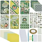 WEBEEDY 15 Sets DIY St.Patrick's Card Making Kit for Adults 3 Colors Blank Card Kits with Matching Envelopes DIY Shamrock Rainbow Gnome Sticker Card Ornament St. Patricks Greeting Card for Party