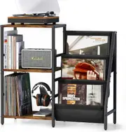Vinyl Record Storage and Player Stand - 3-Tier Storage for 200 Albums, Living Room Record Table