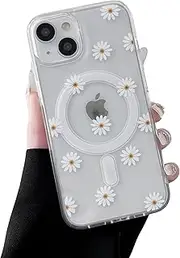 [ZTOFERA] for iPhone 14 Case/iPhone 13 Case, Magnetic Clear Floral Compatible with MagSafe Shockproof TPU Phone Cover - Daisy