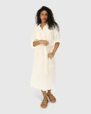 [Belle & Bloom] Seven Wonders Maxi Shirt Dress - White
