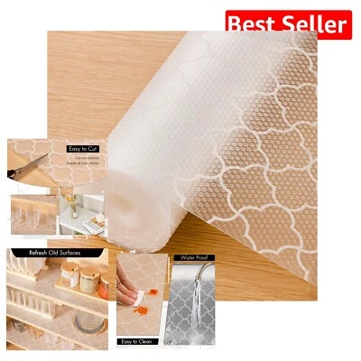 Non-Adhesive Waterproof Shelf Liner - Elegant Plaid Design, 23.6"x118"