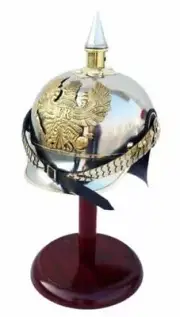 Brass German Imperial Prussian Leather PICKELHAUBE WW1 FR Helmet With Stand Gift
