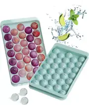 Ice Cube Trays, round Ice Cube Tray for Freezer, Stackable Ice Trays with Lid, I