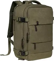 [KAUKKO] Thick Canvas Travel Backpack, Flight Approved Carry On Backpack with Shoe Pouch and 15.6 inch Laptop Compartment, 40L Luggage Casual Daypack Weekender Bag