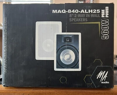 MA Audio MAQ-840-ALH25 Home Theater 8” 2Way InWall Surround Sound Speakers 560W