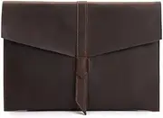 [HAMKVBPR] Leather File Bag Information Bag Hand Held Briefcase Vintage Folder Document File Folder(Coffee)