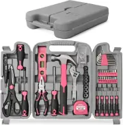 54Pc Tool Set General Household Toolkit with Toolbox Storage Case, Pink Ladies B