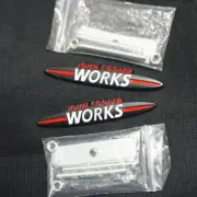 2x WORKS Matte Black White Small Metal Grille Badge Emblem jcw Turbo Cooper John (for: Volvo)