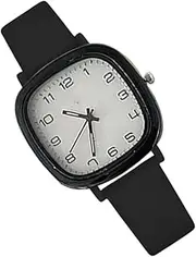 [Generic] Watches for Women,Ladies Watches for Women | Square Silicone Band Lady Wristwatch with Second Hand Easy Read Jewelry Accessories for School & Exams