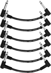 Donner 6 Inch Patch Black 6-Pack Guitar Effect Pedal Cables