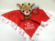 My First Rudolph The Red Nose Reindeer Lovey Security Red Baby Blanket TAGS