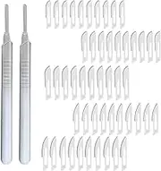 52 Pcs Scalpel Blades Kit, 5 Styles Blades 10 PCS/EA & 2 PCS Scalpel Knife Handle, Replacement Surgical Blades, Biology Lab Knives, Anatomy Practicing Cutting Blades, Sculpting Blades (52)
