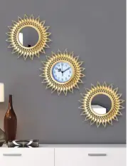 Clock with Gold Frame and mirrors