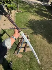 Handmade 37'' Carbon Steel 5160 Hunting Double handed Katana Sword with Scabbard