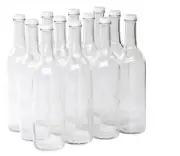 750Ml Clear Glass Bordeaux Wine Bottle Flat-Bottomed Screw-Top Finish (White ...